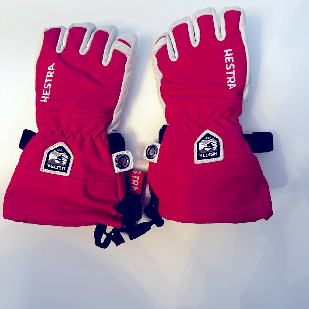 Hestra All Mountain Heli Junior Ski Gloves Size 5 Medium HOT PINK